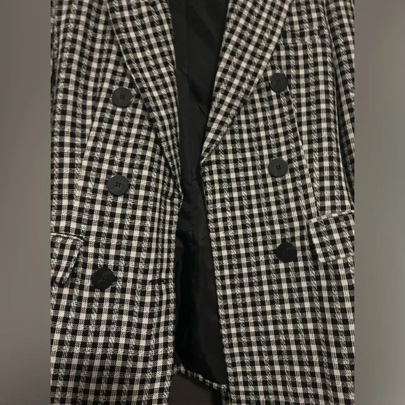 Zara hard to find rare black and white plaid 2 piece pants suit size medium - Picture 4 of 11